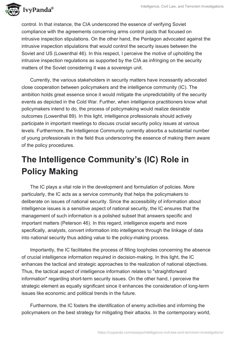 Intelligence, Civil Law, and Terrorism Investigations. Page 2