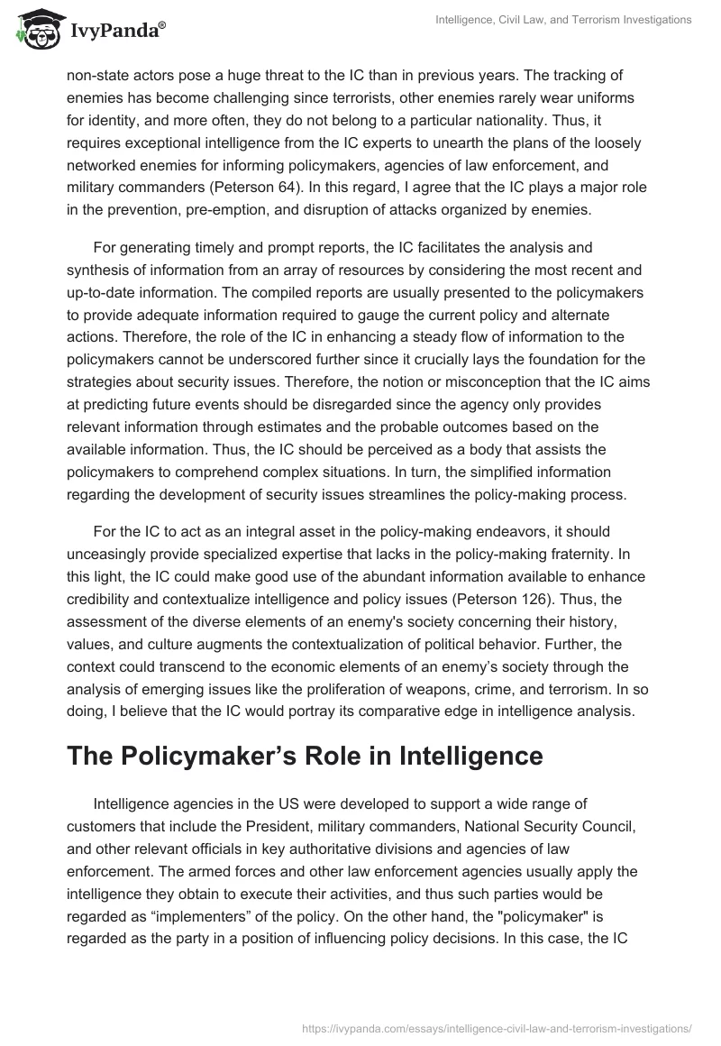 Intelligence, Civil Law, and Terrorism Investigations. Page 3