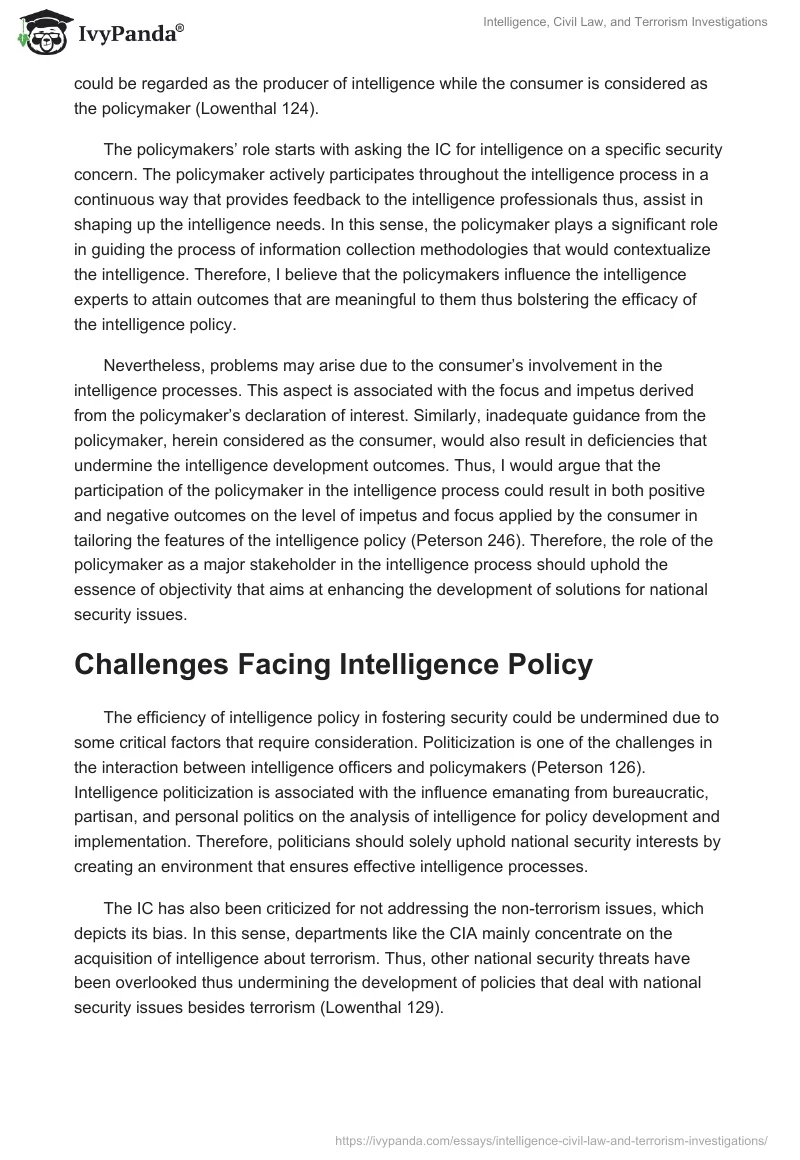 Intelligence, Civil Law, and Terrorism Investigations. Page 4