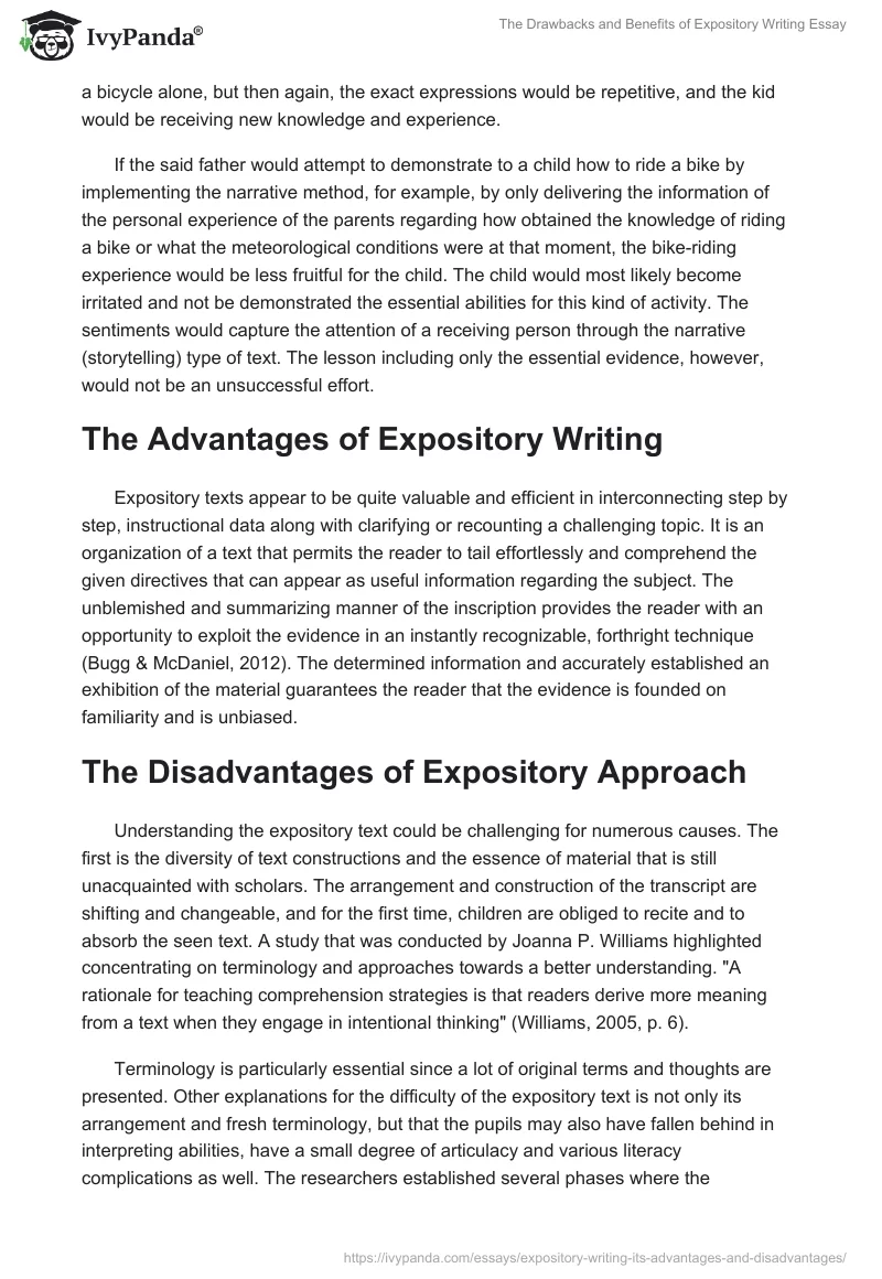 The Drawbacks and Benefits of Expository Writing Essay. Page 2