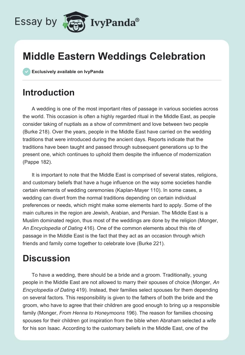 Middle Eastern Weddings Celebration. Page 1