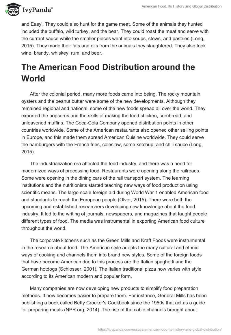 American Food, Its History and Global Distribution. Page 2