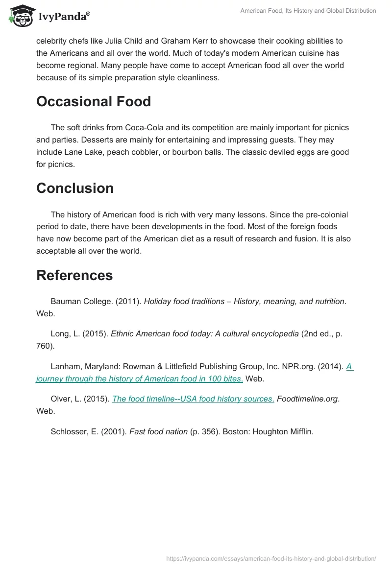 American Food, Its History and Global Distribution. Page 3