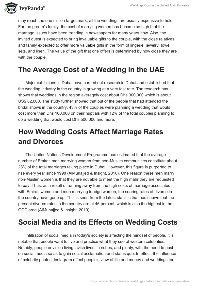 Weddings Cost in the United Arab Emirates. Page 5