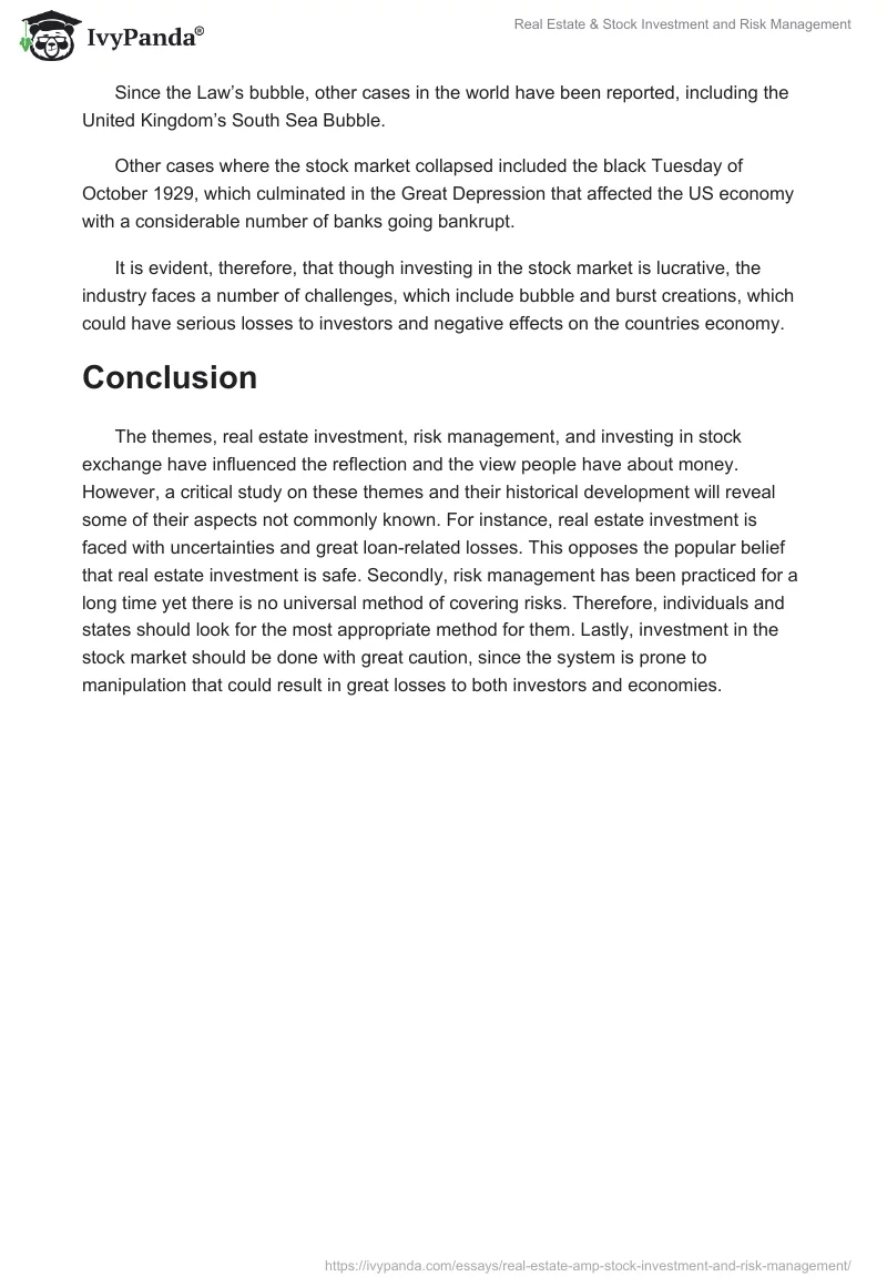 Real Estate & Stock Investment and Risk Management. Page 5