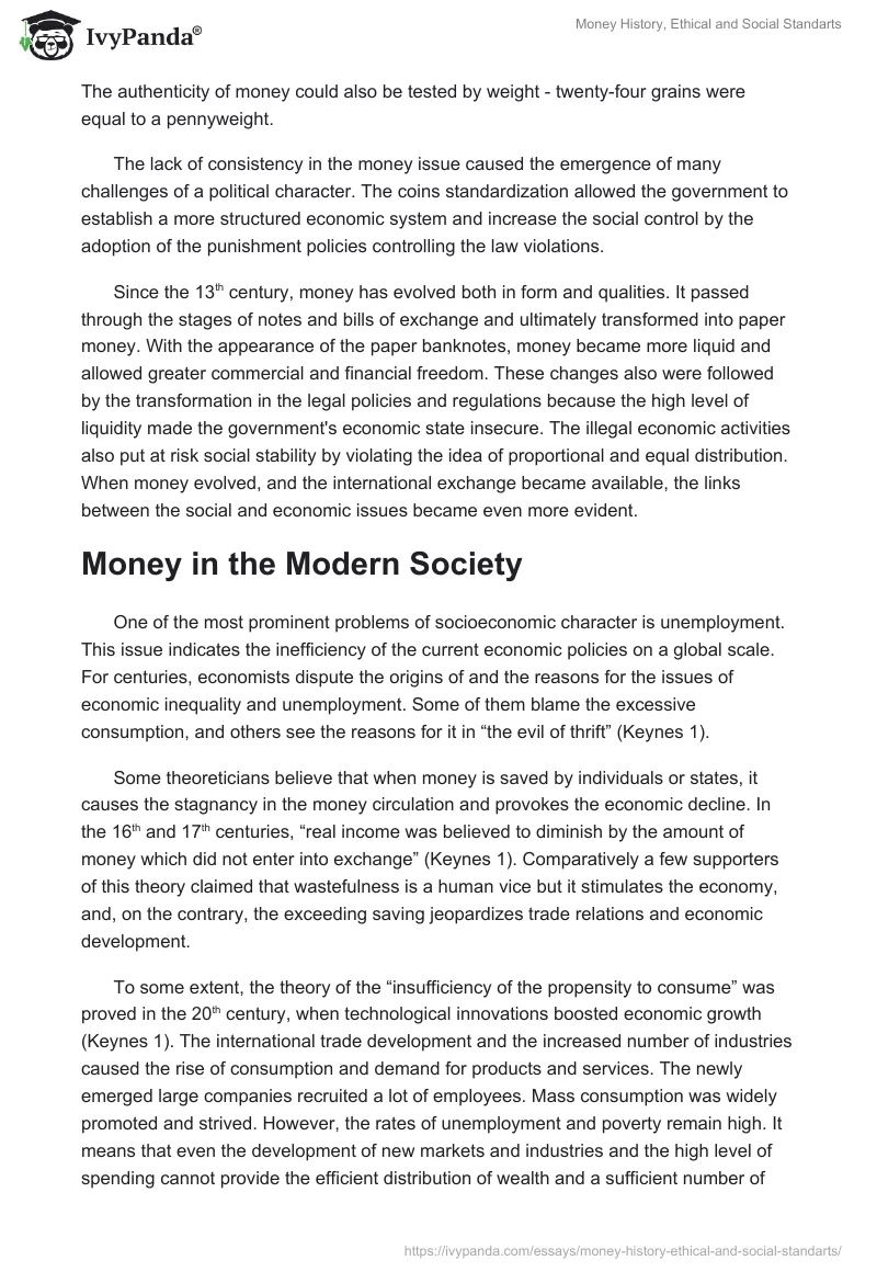 Money History, Ethical and Social Standarts. Page 3