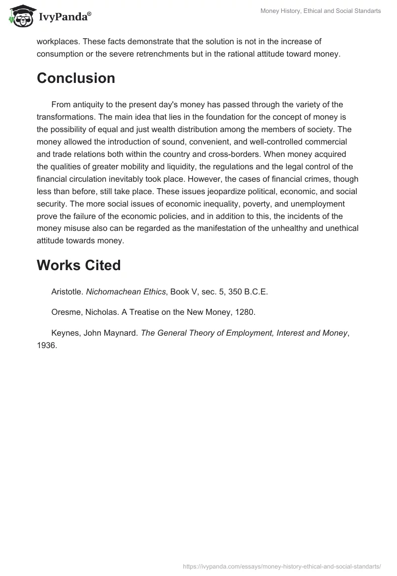 Money History, Ethical and Social Standarts. Page 4