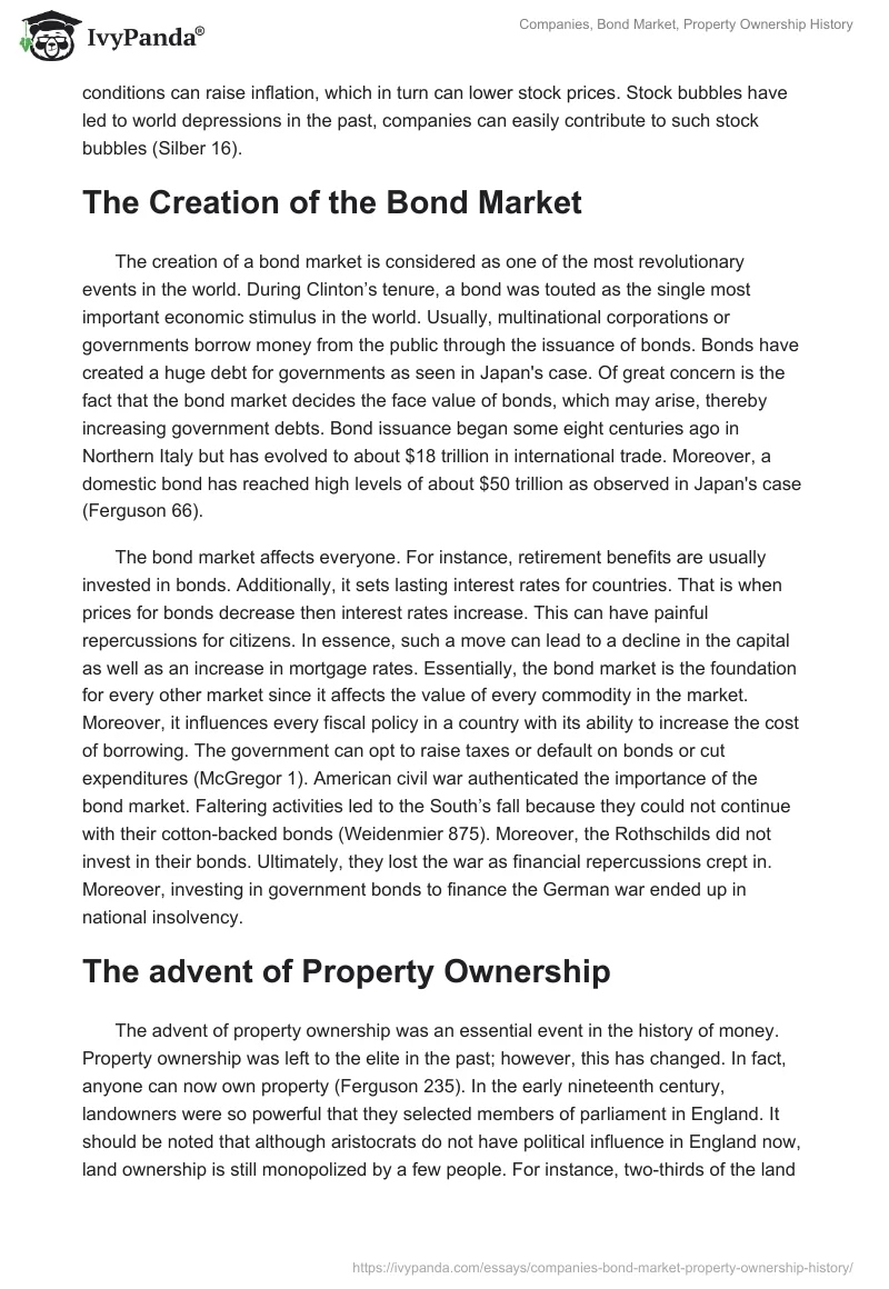 Companies, Bond Market, Property Ownership History. Page 2