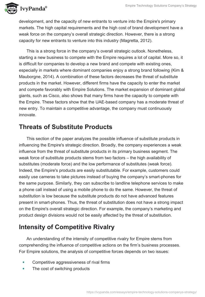Empire Technology Solutions Company’s Strategy. Page 5