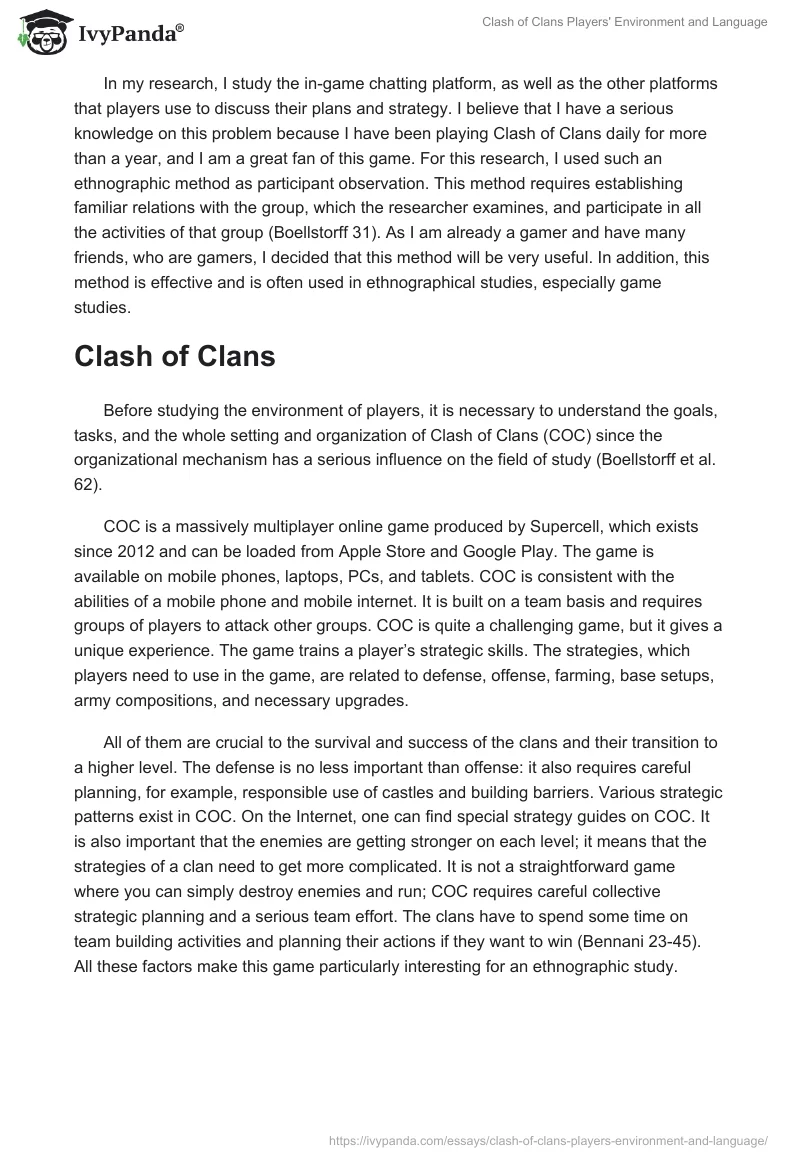 Clash of Clans Players' Environment and Language. Page 2