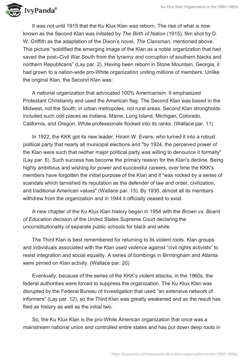 Ku Klux Klan Organization in the 1860-1960s. Page 2