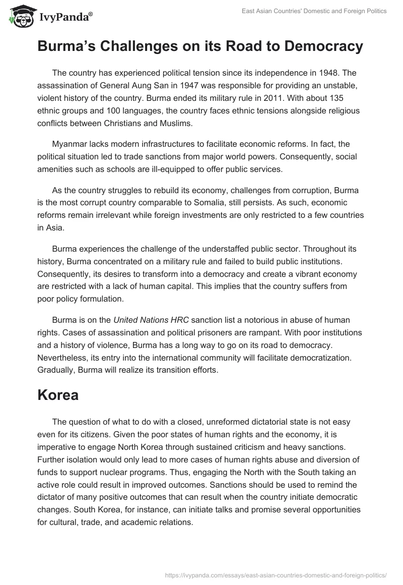 East Asian Countries' Domestic and Foreign Politics. Page 2