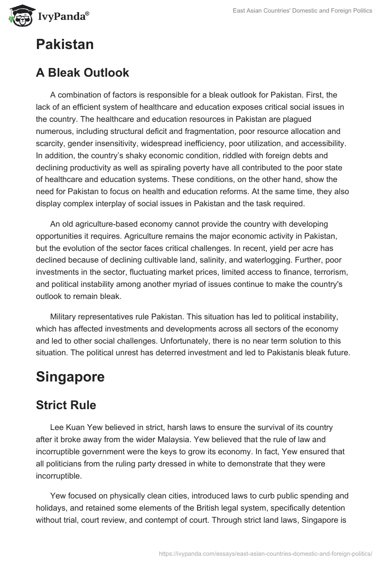 East Asian Countries' Domestic and Foreign Politics. Page 4