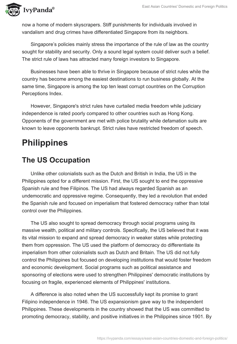 East Asian Countries' Domestic and Foreign Politics. Page 5