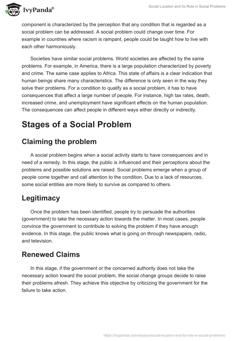 Social Location and Its Role in Social Problems. Page 2