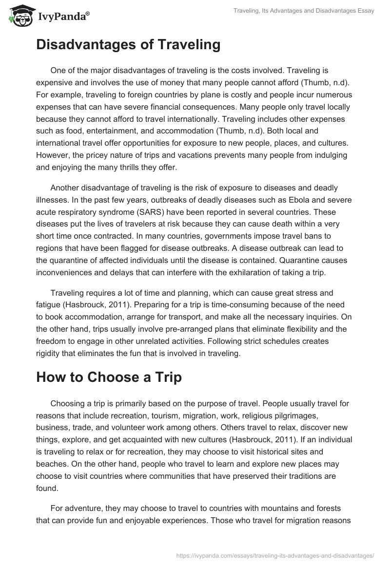 essay on travelling advantages and disadvantages