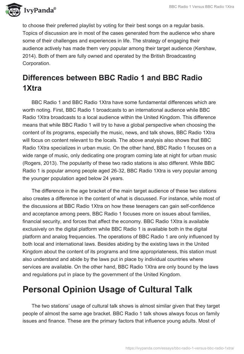 BBC Radio 1 Versus BBC Radio 1Xtra. Page 4