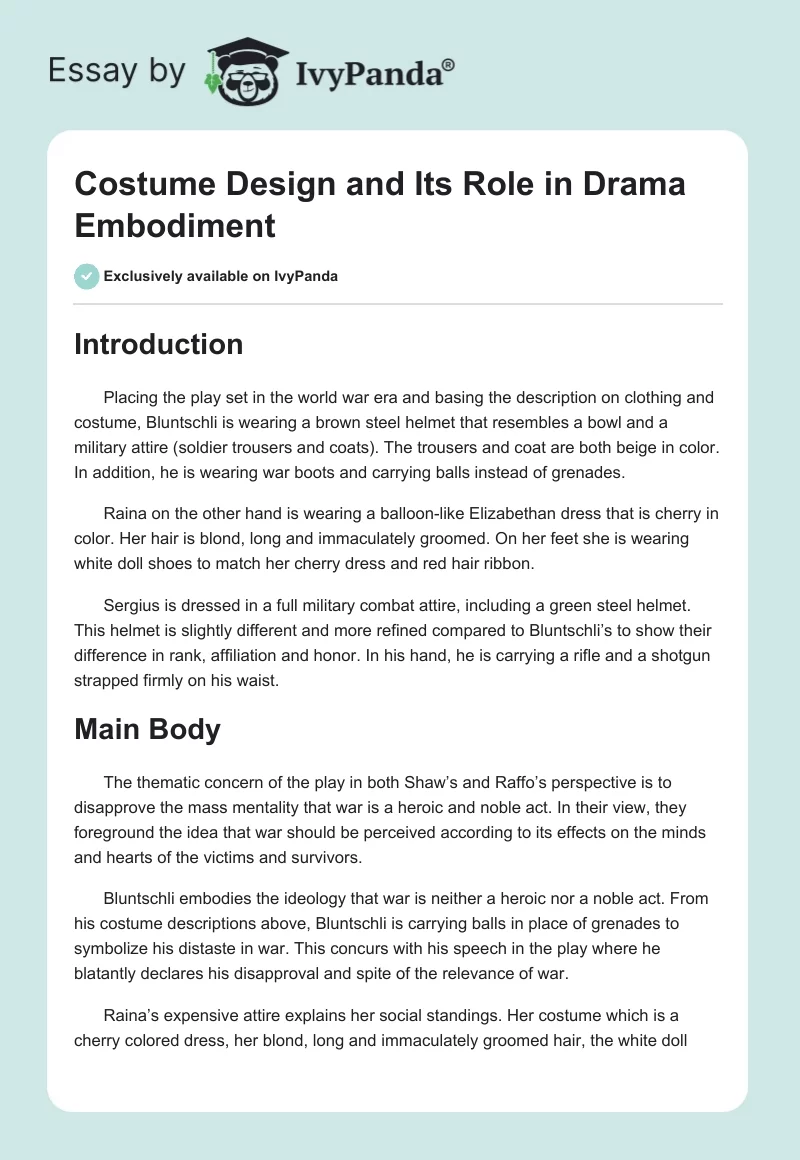 Costume Design and Its Role in Drama Embodiment. Page 1