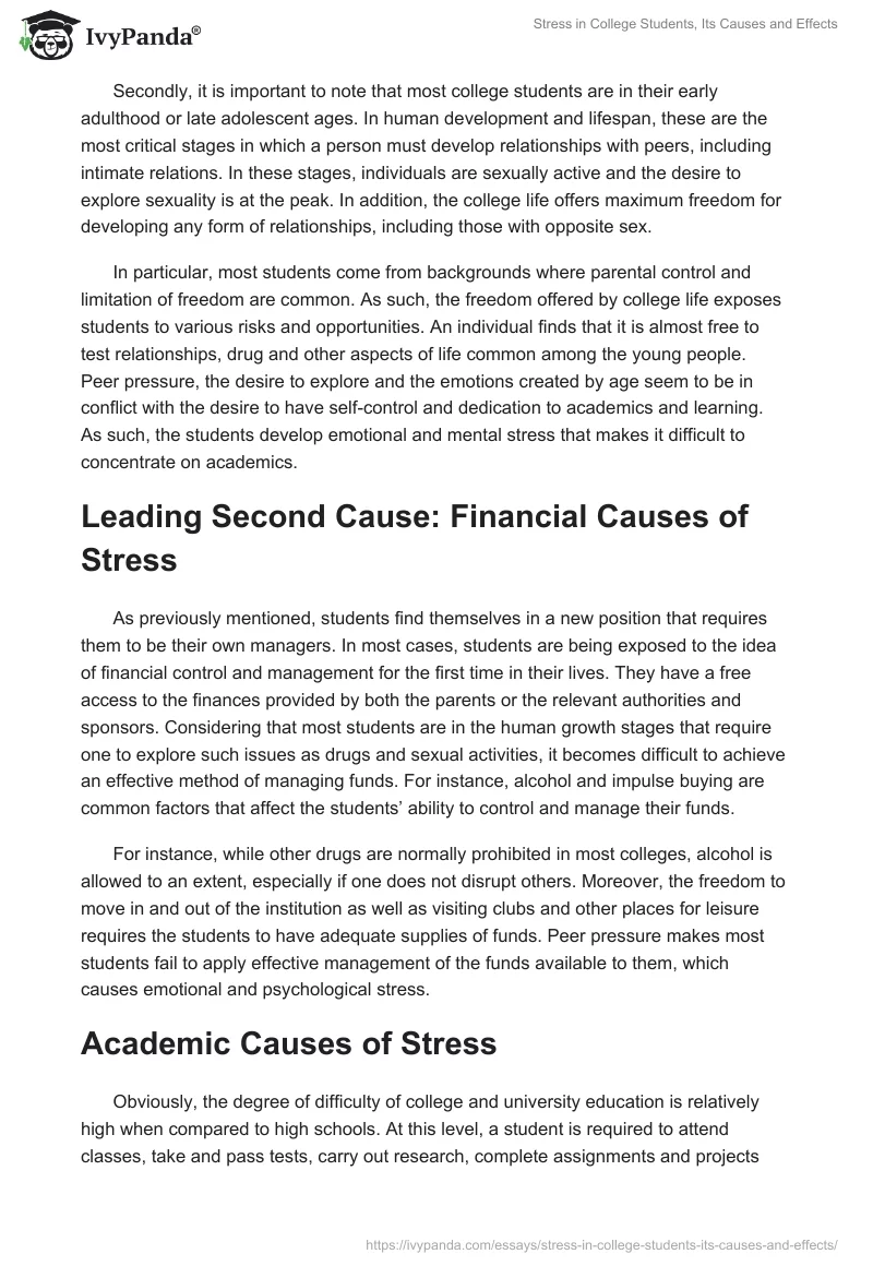 Stress in College Students, Its Causes and Effects. Page 2