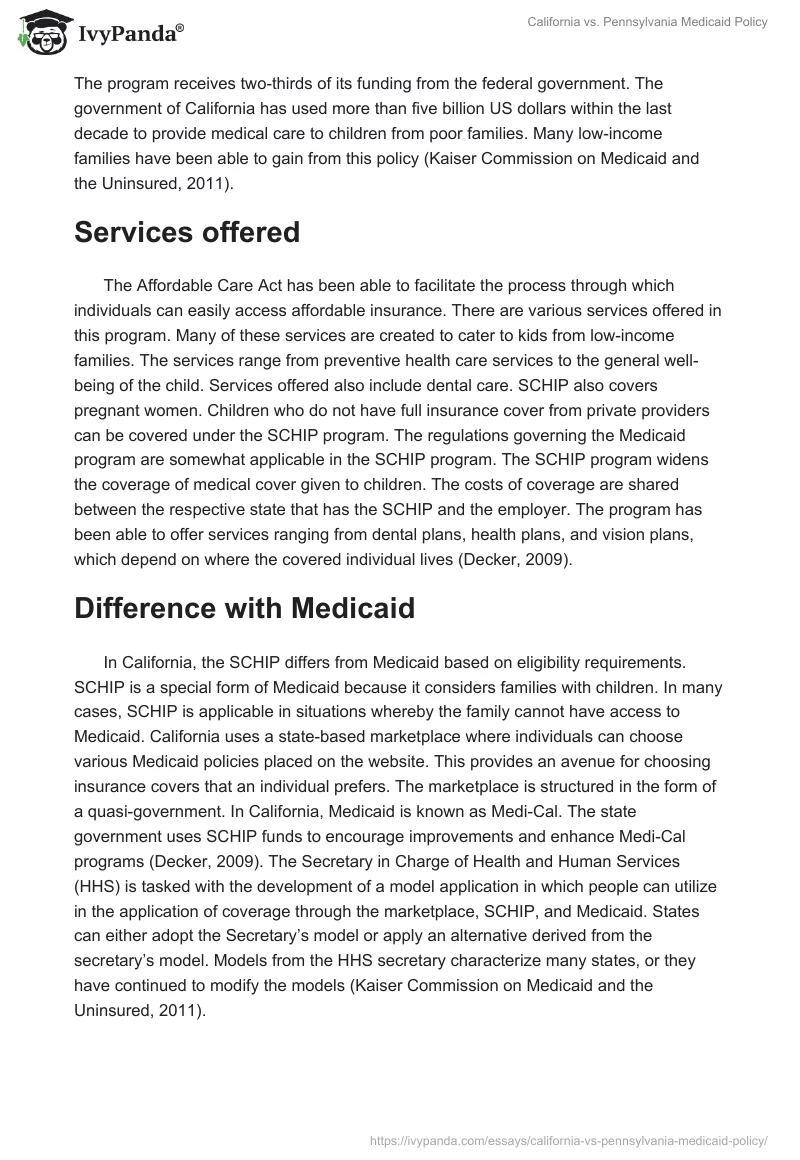 California vs. Pennsylvania Medicaid Policy. Page 3