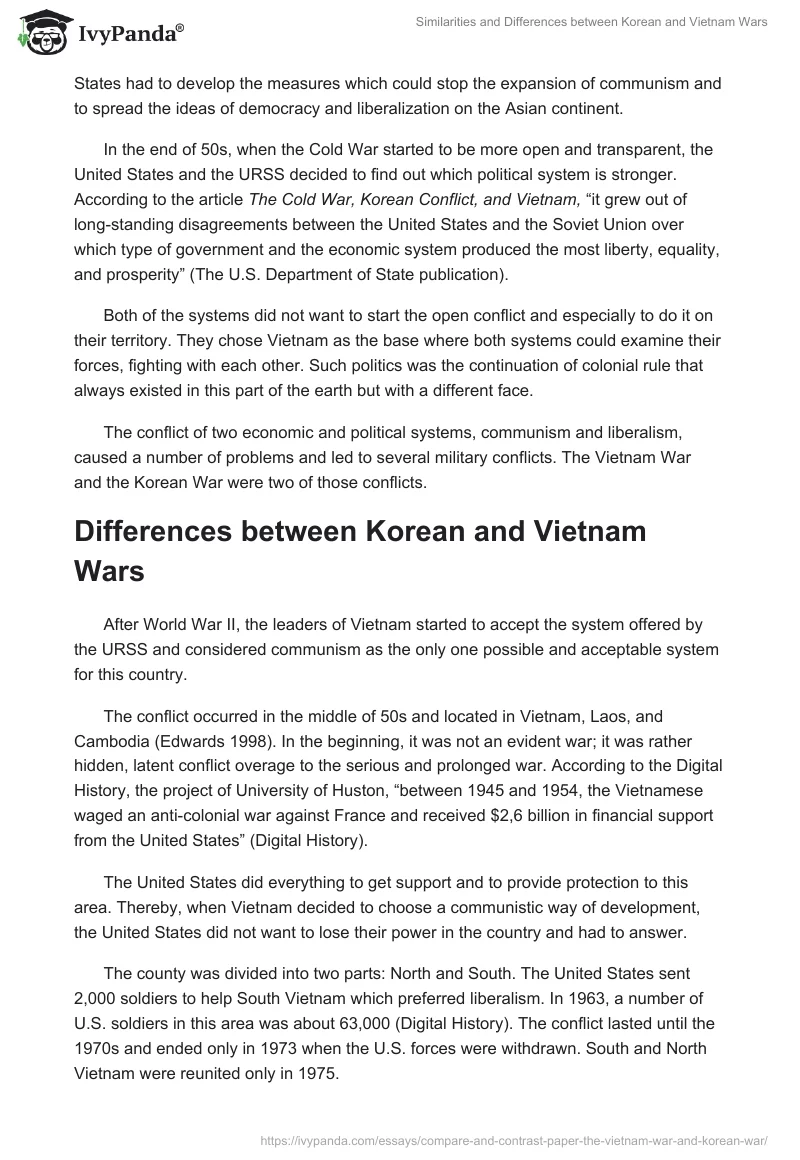 Similarities and Differences Between Korean and Vietnam Wars. Page 2