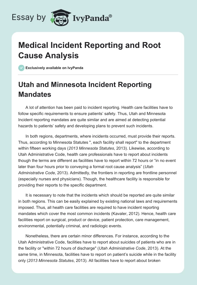Medical Incident Reporting and Root Cause Analysis. Page 1