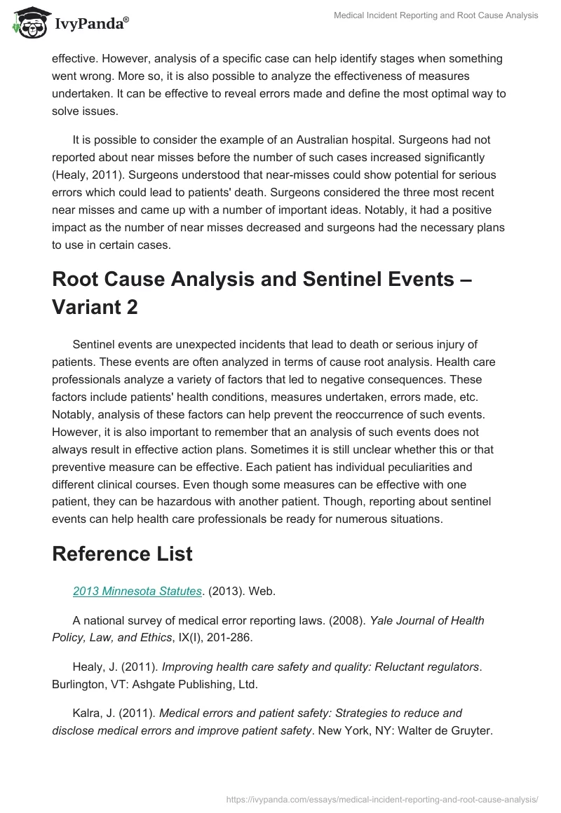 Medical Incident Reporting and Root Cause Analysis. Page 4