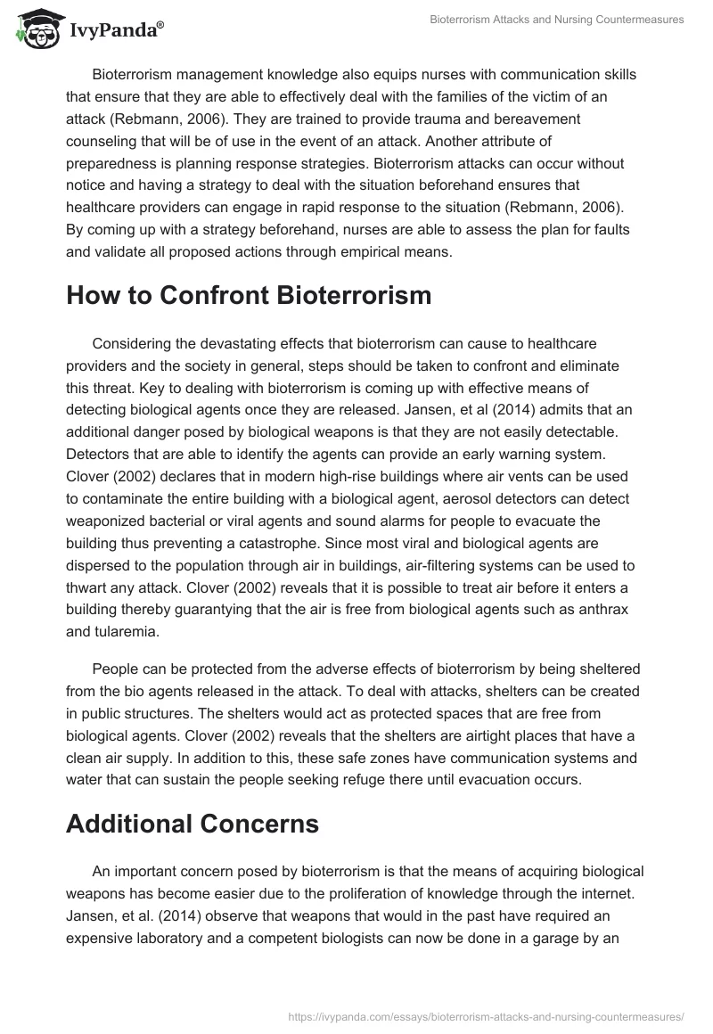 Bioterrorism Attacks and Nursing Countermeasures. Page 3