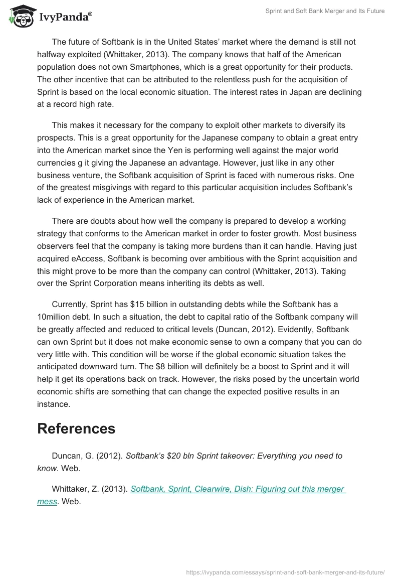 Sprint and Soft Bank Merger and Its Future. Page 3