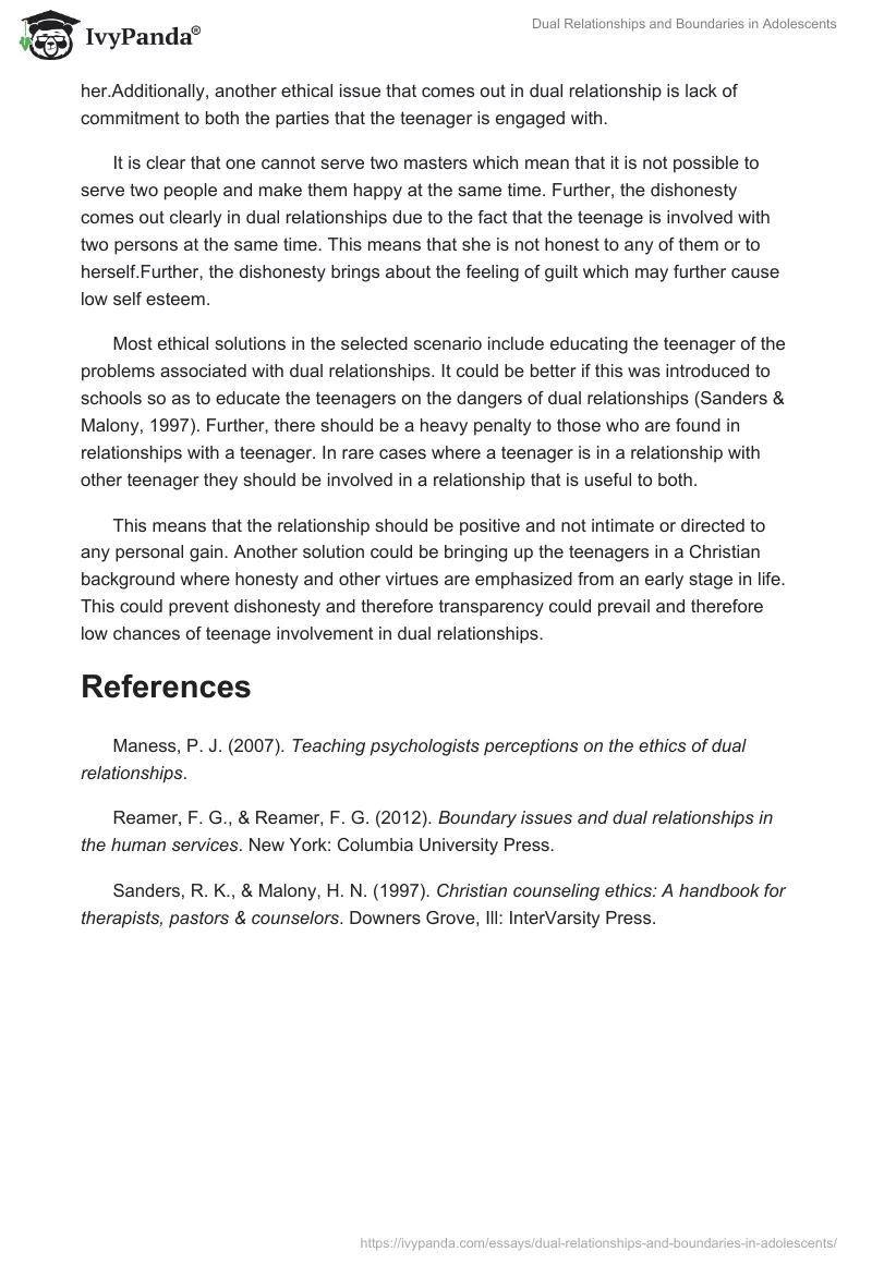 Dual Relationships and Boundaries in Adolescents. Page 2