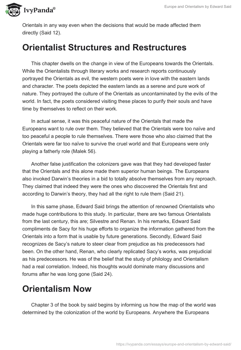 Europe and Orientalism by Edward Said. Page 3