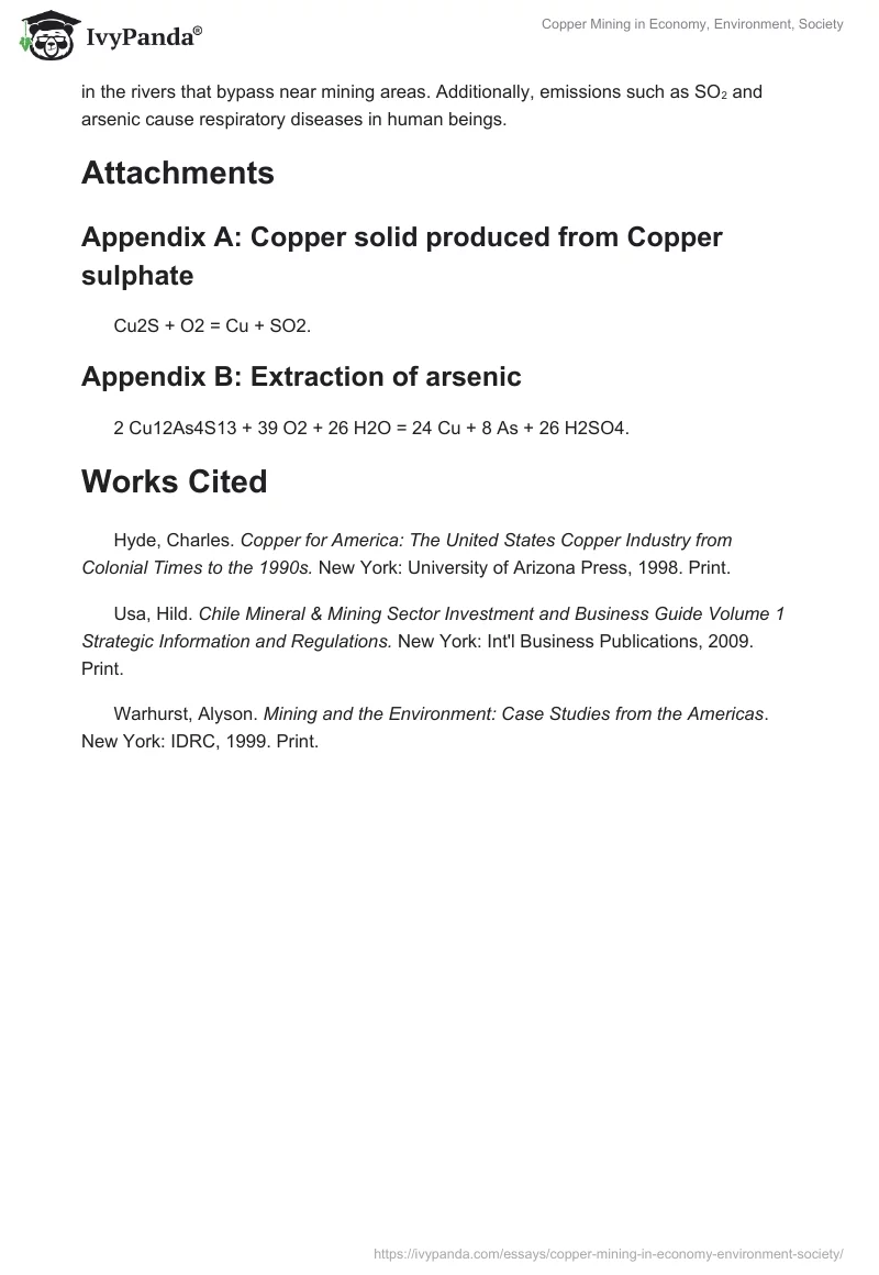 Copper Mining in Economy, Environment, Society. Page 3