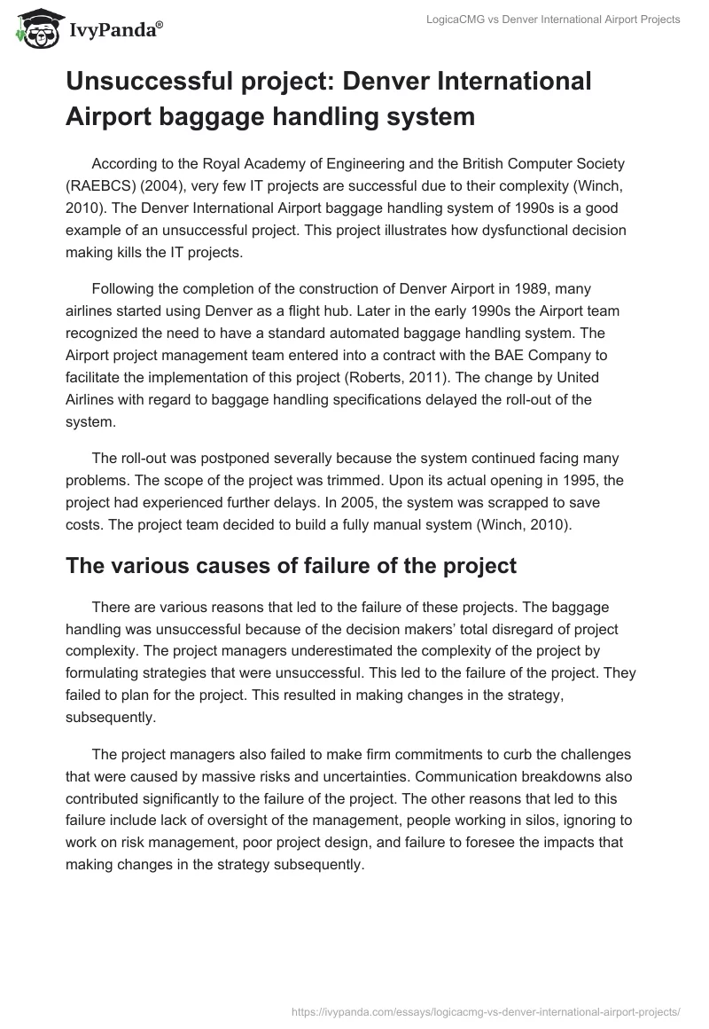 LogicaCMG vs. Denver International Airport Projects. Page 3