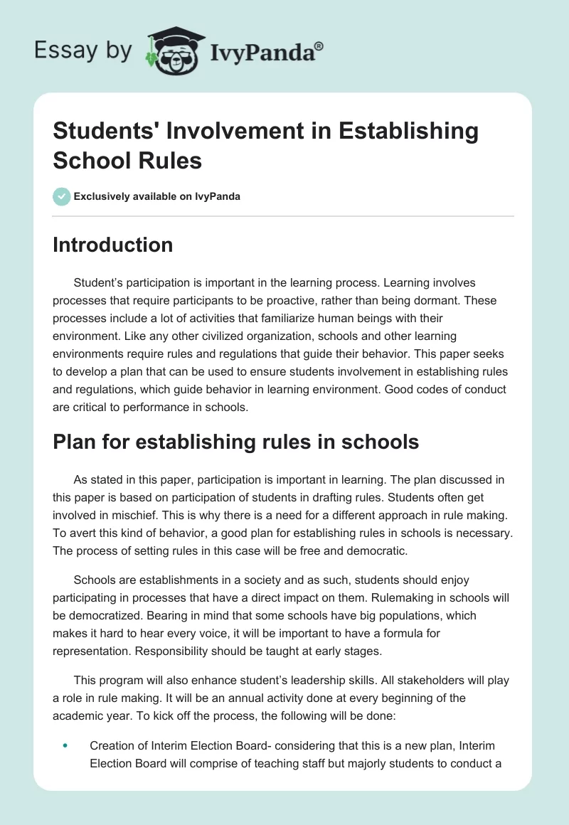 school rules and regulations essay 2 3 paragraph brainly