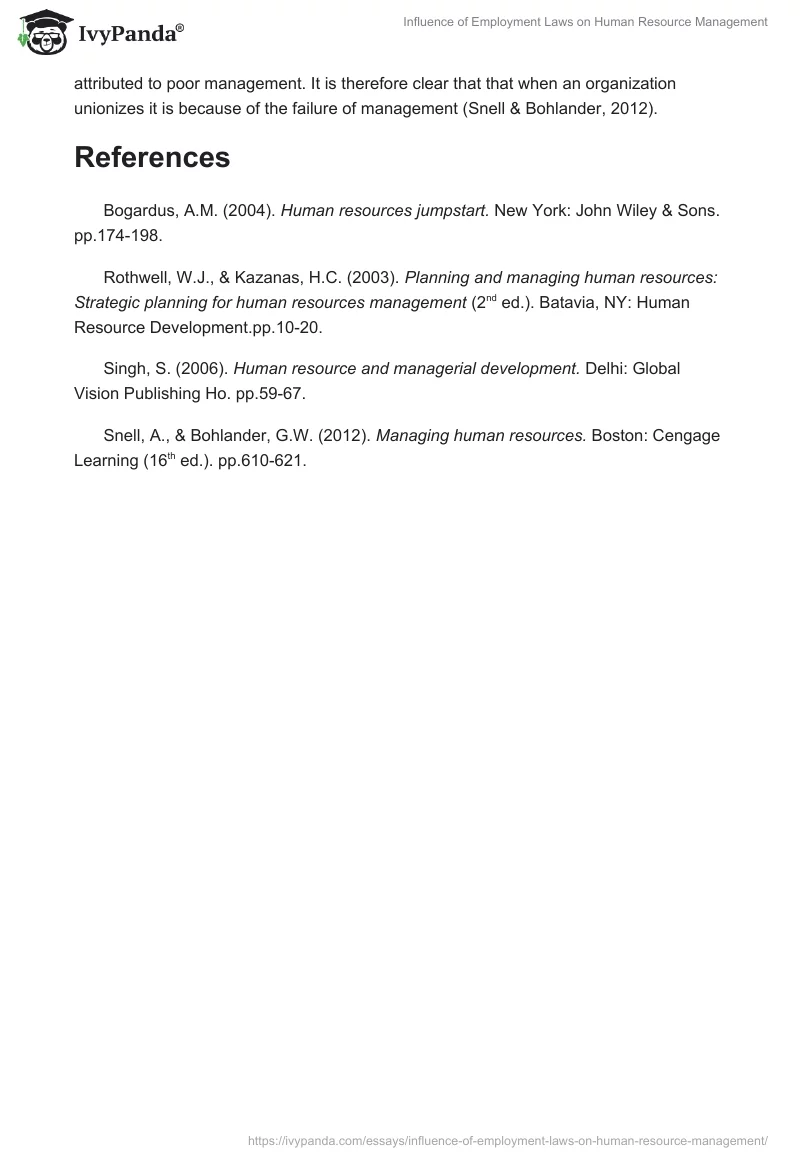 Influence of Employment Laws on Human Resource Management. Page 3