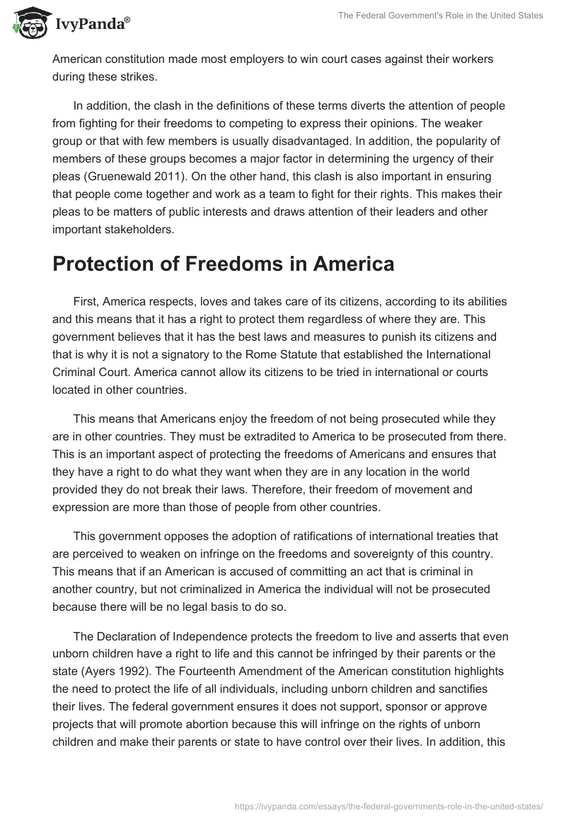 The Federal Government's Role in the United States. Page 3