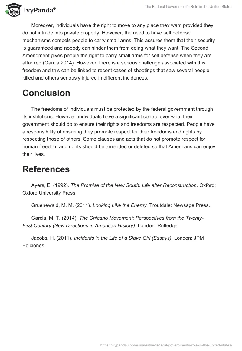 The Federal Government's Role in the United States. Page 5