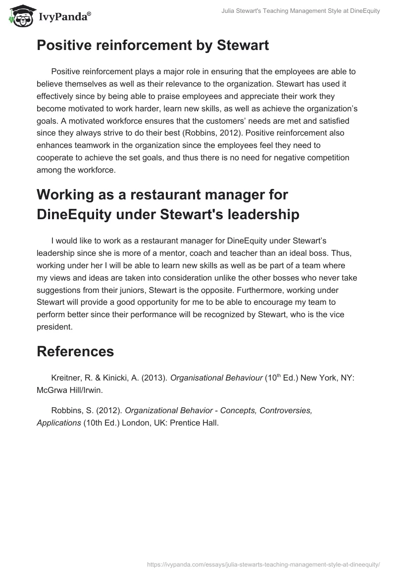 Julia Stewart's Teaching Management Style at DineEquity. Page 3
