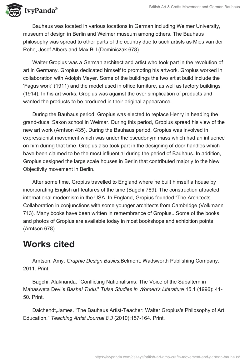 British Art & Crafts Movement and German Bauhaus. Page 3