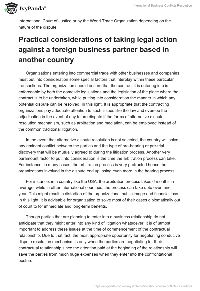 International Business Conflicts Resolution. Page 2