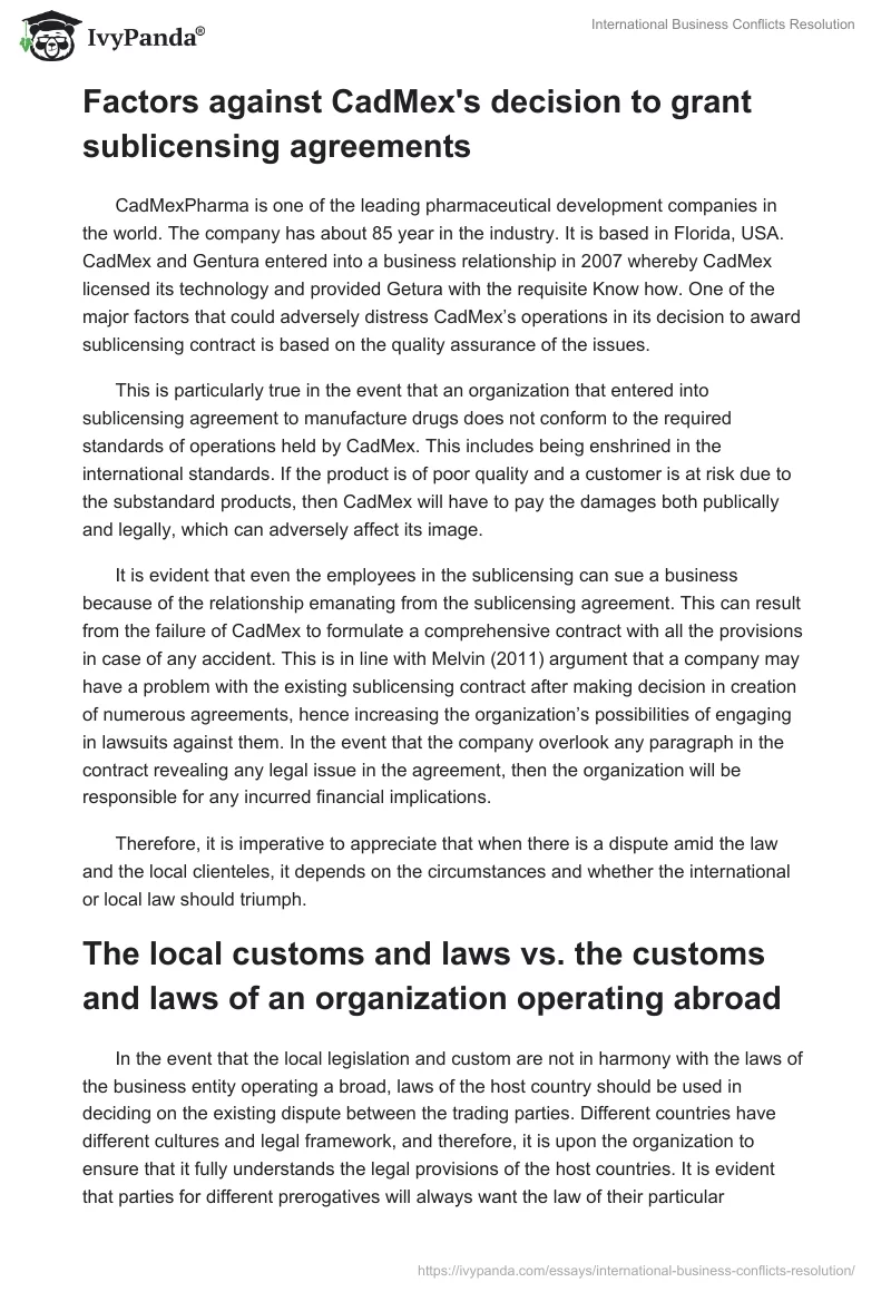 International Business Conflicts Resolution. Page 3