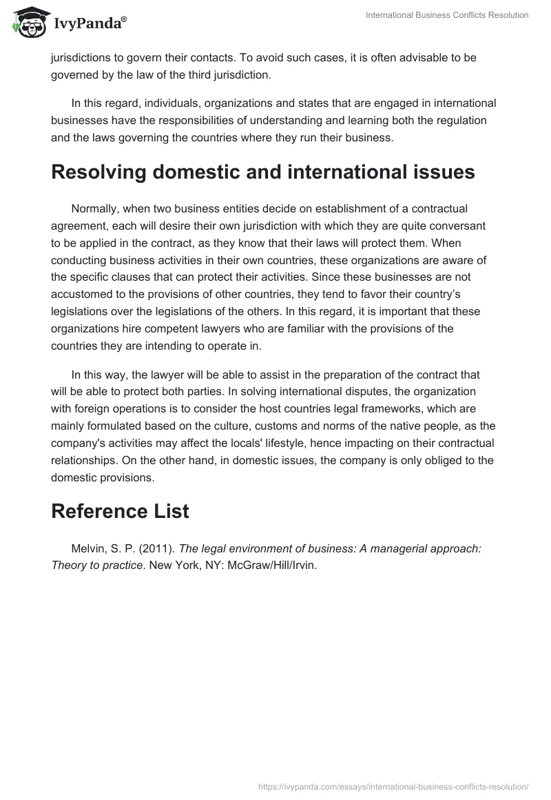 International Business Conflicts Resolution. Page 4