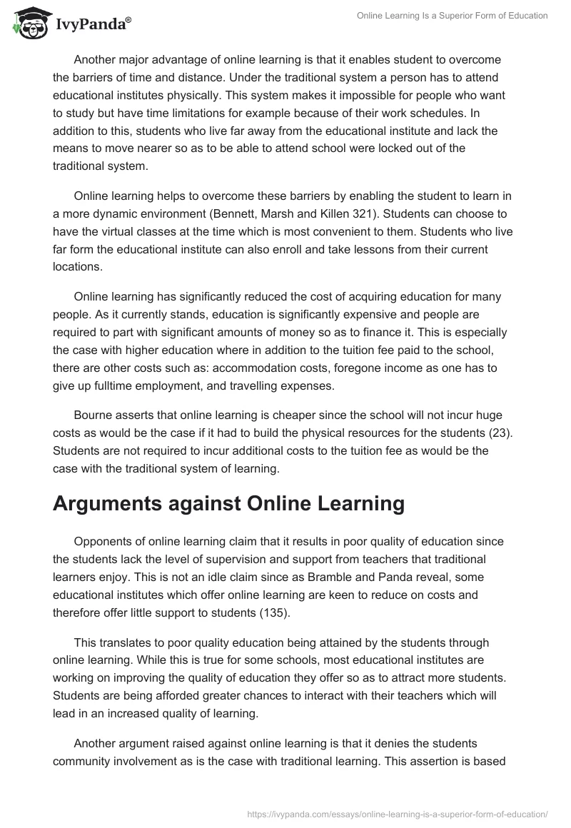 Online Learning Is a Superior Form of Education. Page 2