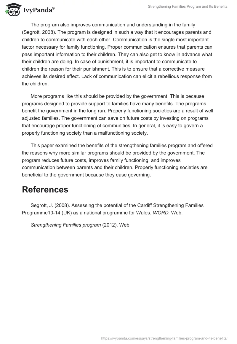 Strengthening Families Program and Its Benefits. Page 2
