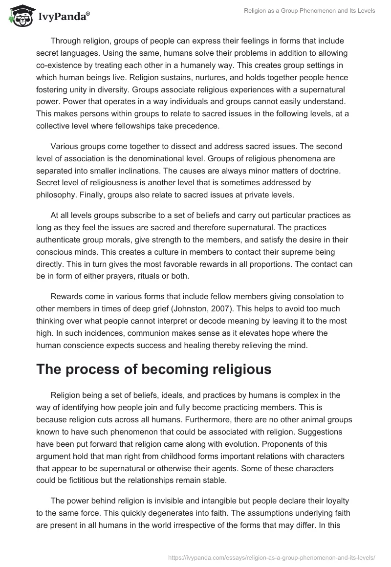 Religion as a Group Phenomenon and Its Levels. Page 2