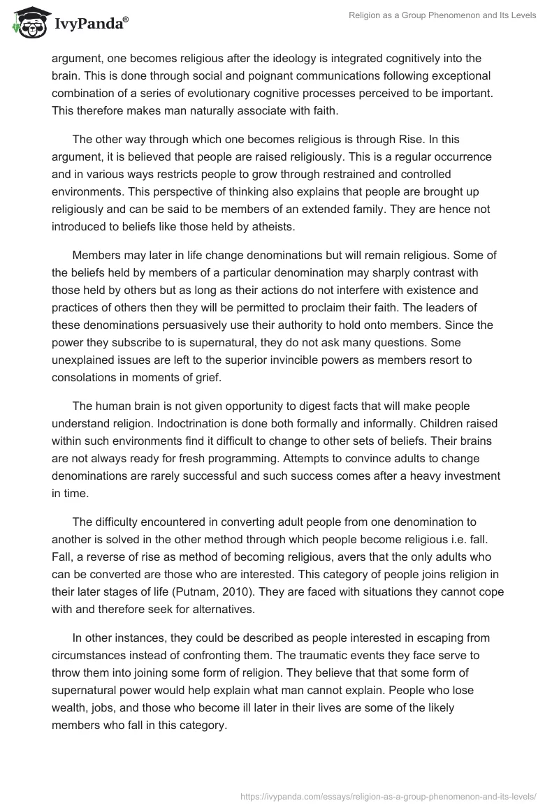 Religion as a Group Phenomenon and Its Levels. Page 3