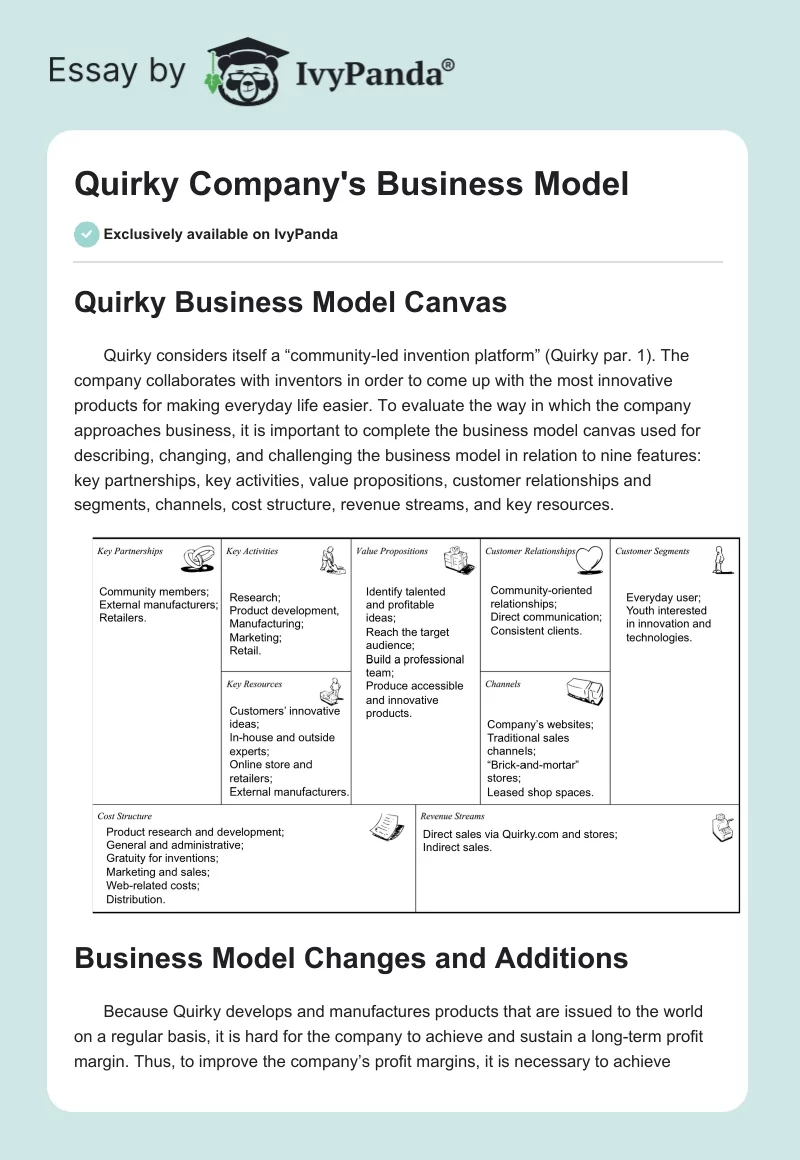 Quirky Company's Business Model. Page 1
