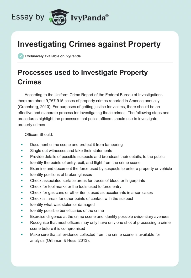 Investigating Crimes against Property. Page 1