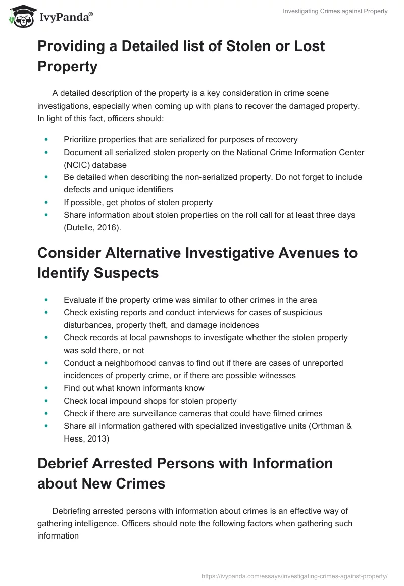 Investigating Crimes against Property. Page 2