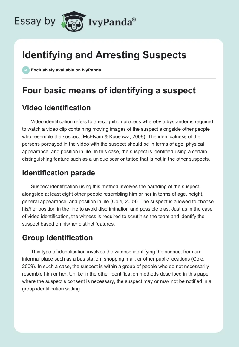 Identifying and Arresting Suspects. Page 1
